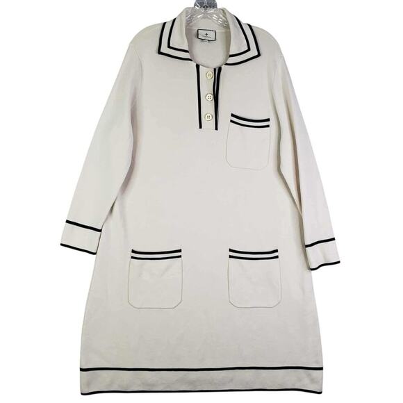 Tuckernuck Shirt Dress Eleonora Parisian Midi Womens XXL Career Preppy Ivory - Picture 2 of 9